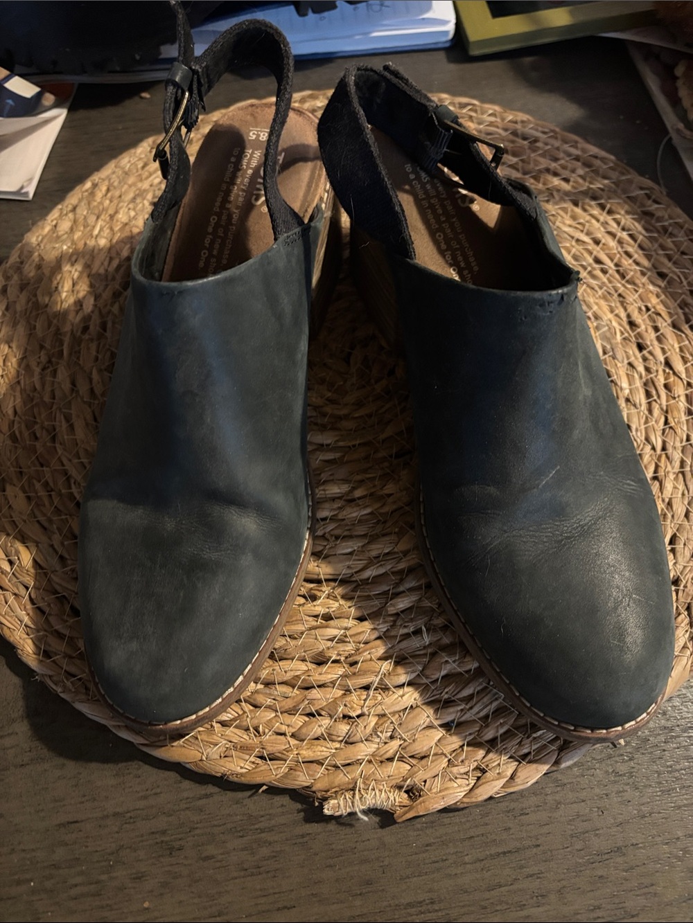 Black Leather Slingback Clog Mules